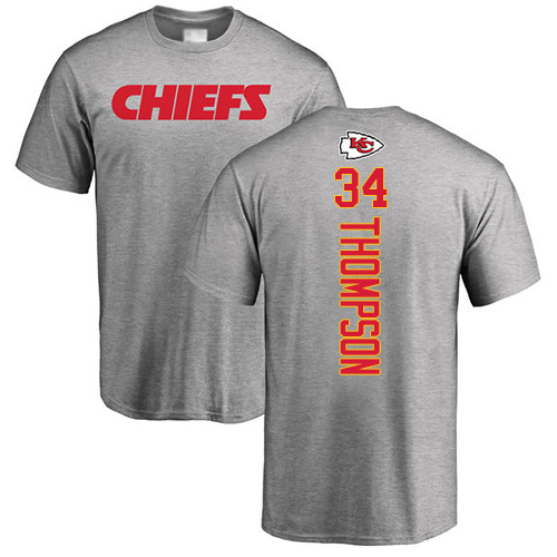 Men Kansas City Chiefs #34 Thompson Darwin Ash Backer T-Shirt->nfl t-shirts->Sports Accessory